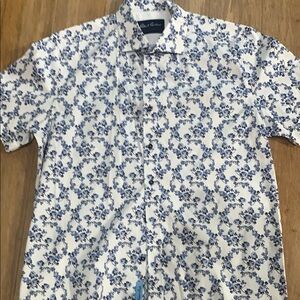 Floral Blue and White Men's Shirt- Robert Graham